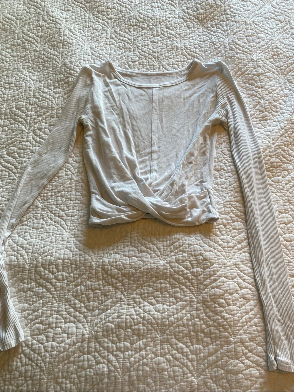 ALO White Twist-Front Long Sleeve Top - Women